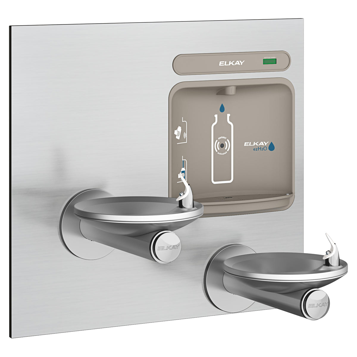 Elkay ezH2O Bottle Filling Station with Bi-Level Integral SwirlFlo® Fountain Non-Filtered Non-Refrigerated Stainless