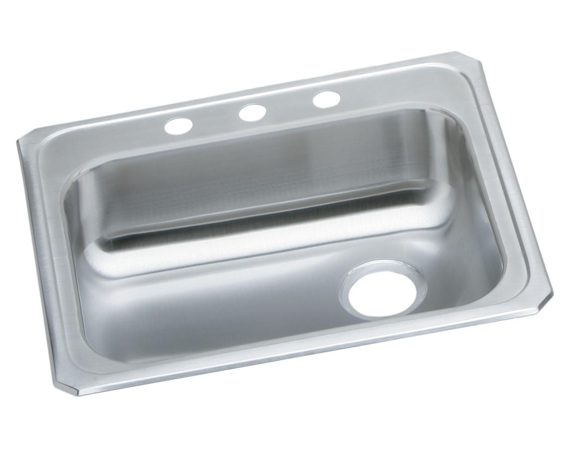 Elkay Celebrity Stainless Steel 25" x 21-1/4" x 5-3/8" 3-Hole Single Bowl Drop-in Sink with Right Drain