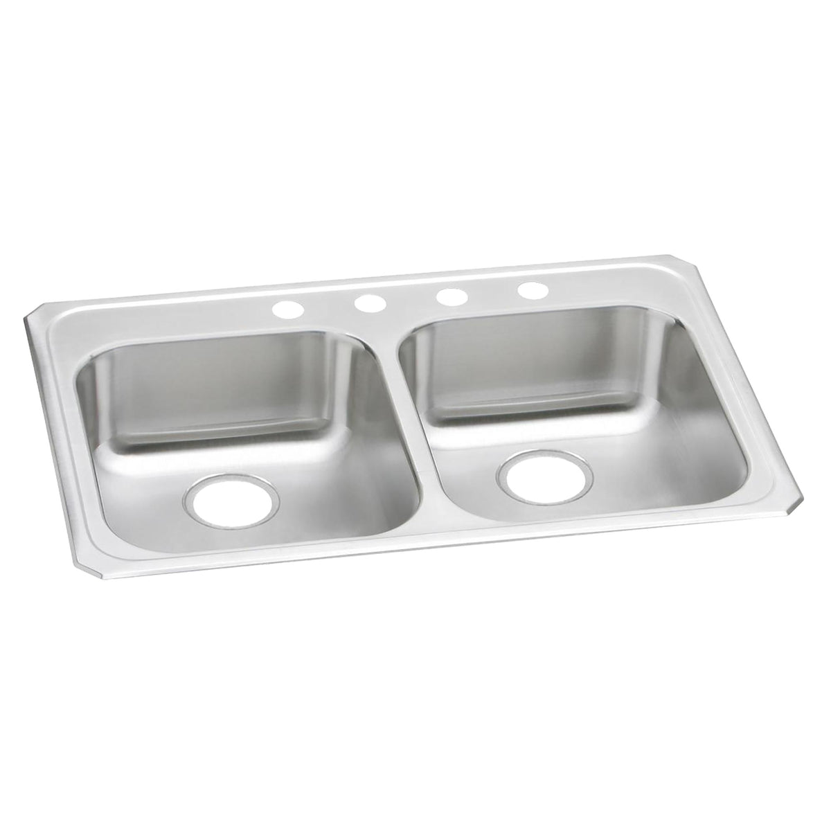 Elkay Celebrity Stainless Steel 33" x 21-1/4" x 5-3/8" 4-Hole Equal Double Bowl Drop-in Sink