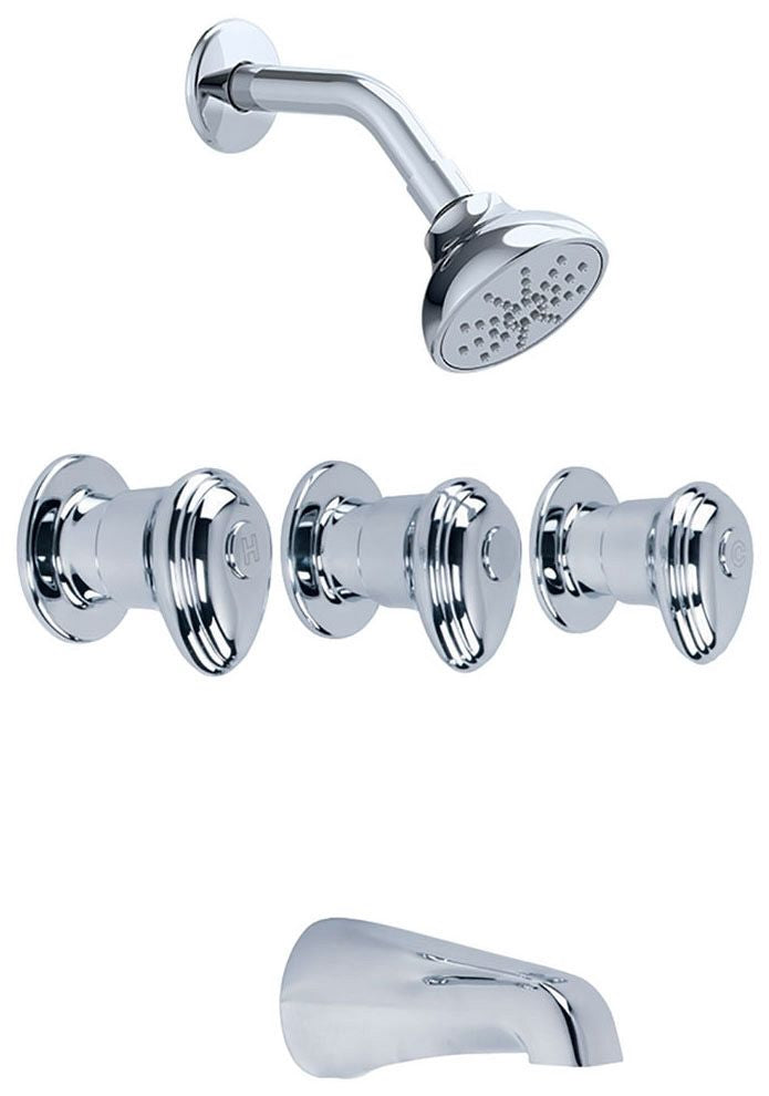Gerber G0058500 Hardwater Three Handle Threaded Escutcheon Tub & Shower Fitting with IPS/Sweat Connections & Threaded...
