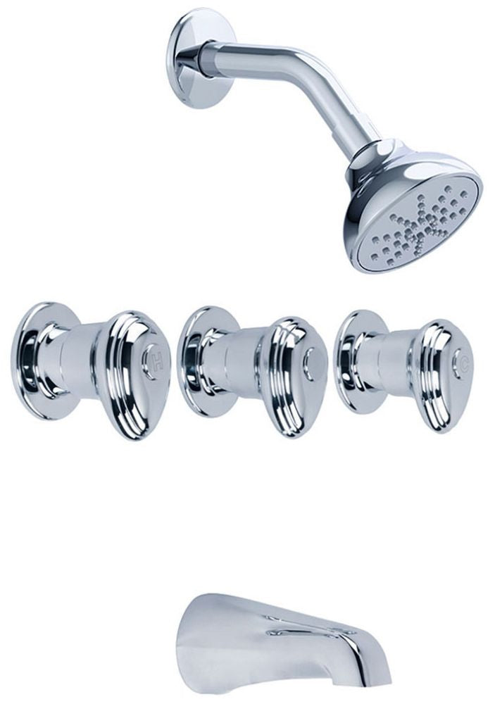 Gerber G0058510 Hardwater Three Handle Threaded Escutcheon Tub & Shower Fitting with Sweat Connections & Threaded Spout...