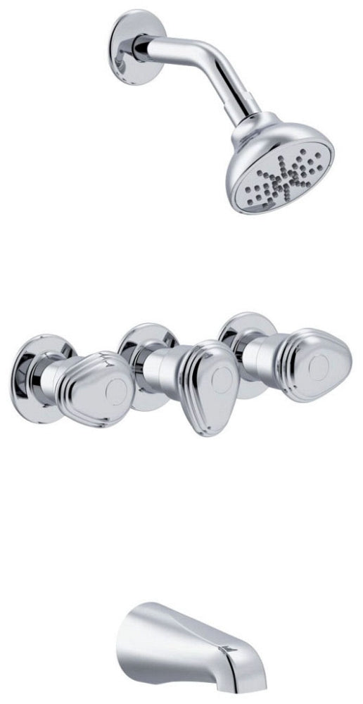 Gerber G0058520 Hardwater Three Handle Sliding Sleeve Escutcheon Tub & Shower Fitting with IPS/Sweat Connections &...