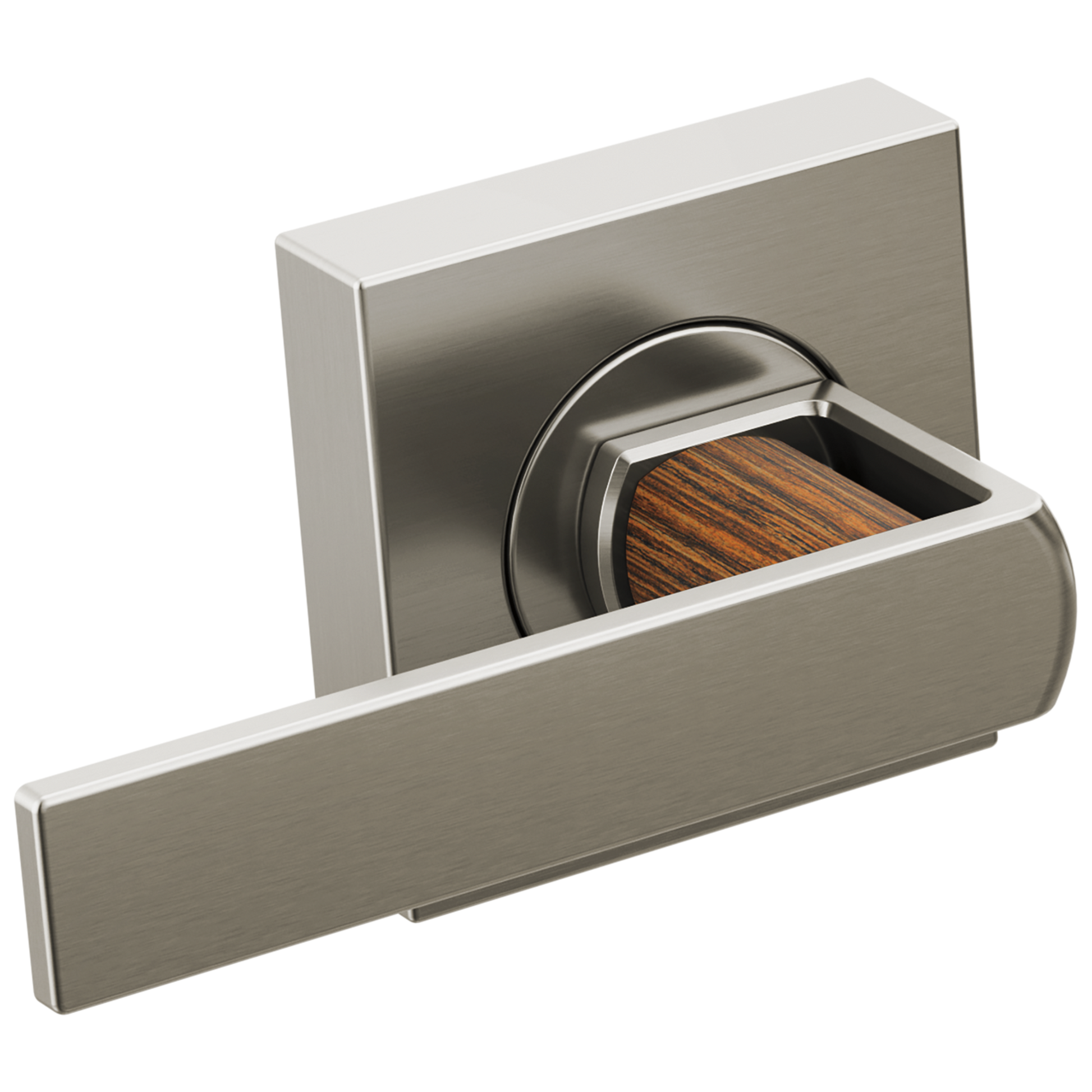 Brizo Frank Lloyd Wright HL70499 Two-Handle Wall Mount Tub Filler Gap Lever Handle Kit - Luxe Nickel / Teak Wood