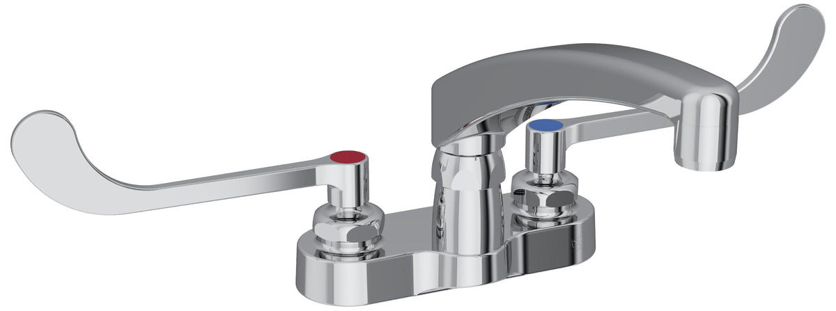 Elkay 4" Centerset with Exposed Deck Faucet with 8" Arc Tube Spout 6" Wristblade Handles