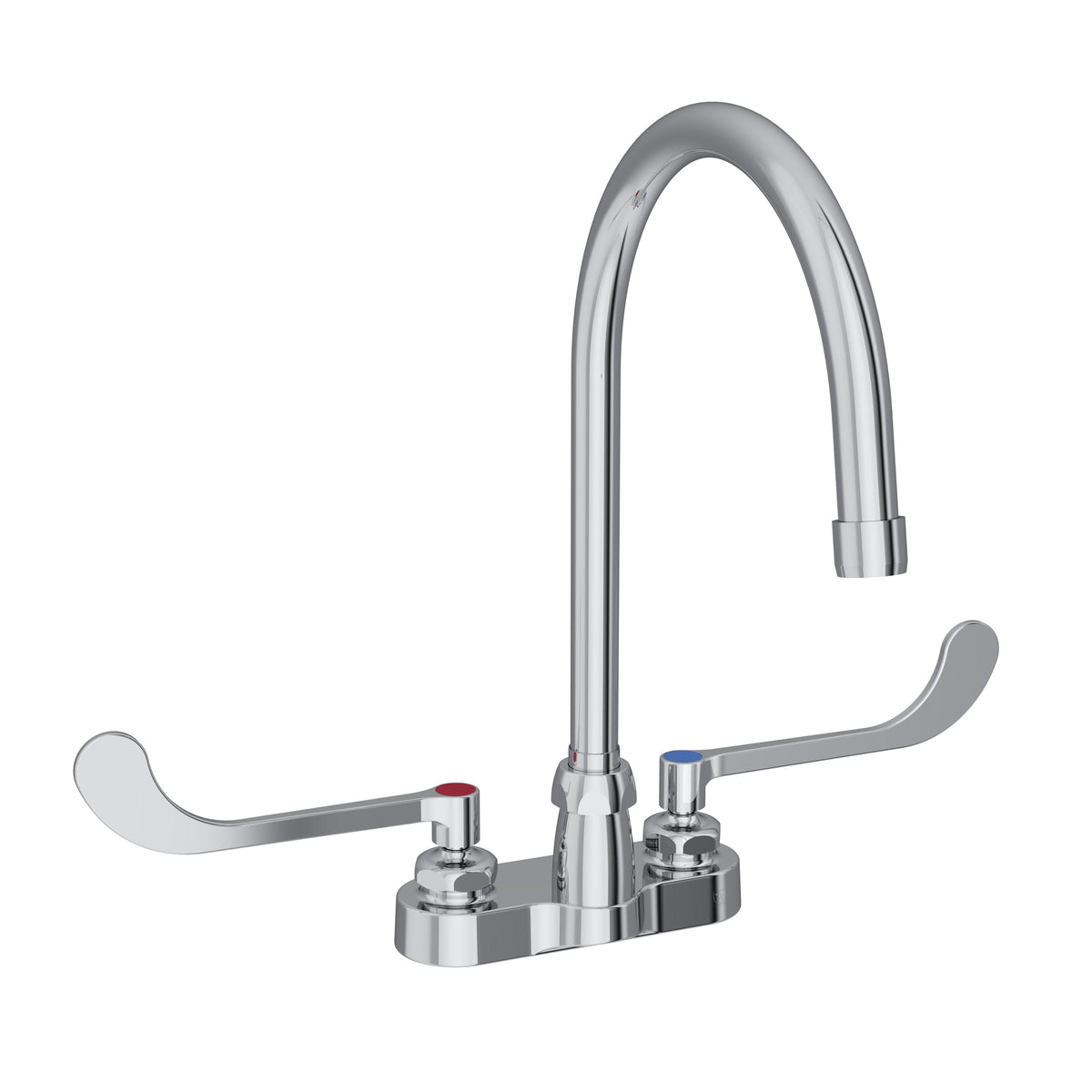 Elkay 4" Centerset with Exposed Deck Faucet with 8" Gooseneck Spout 6" Wristblade Handles Chrome