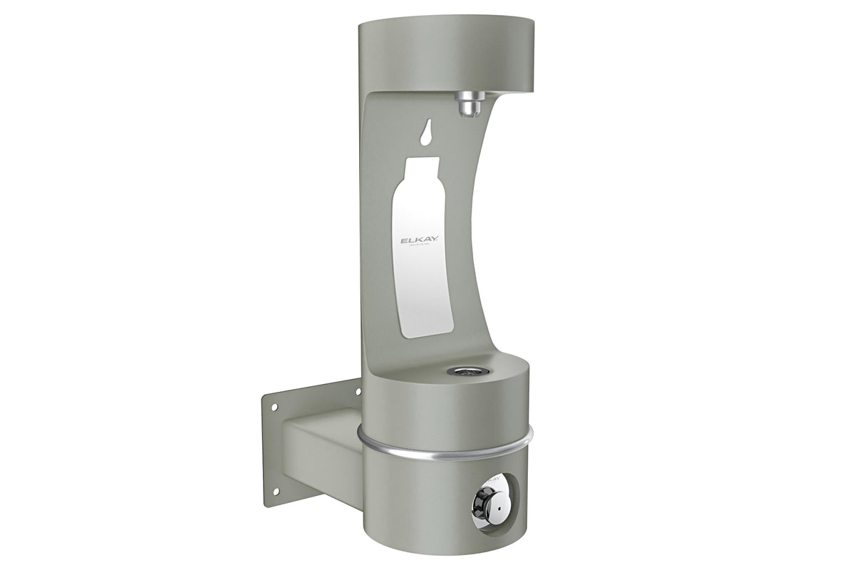 Elkay Outdoor ezH2O Single Arm Bottle Filling Station Wall Mount Non-Filtered Non-Refrigerated Gray