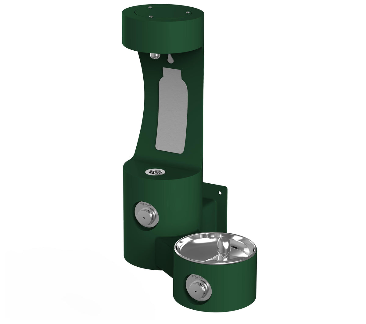 Elkay Outdoor ezH2O Bottle Filling Station Wall Mount with Single Fountain Non-Filtered Non-Refrigerated Evergreen