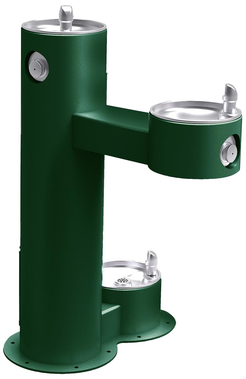 Elkay Outdoor Bi-Level Pedestal Fountain with Pet Station Non-Filtered Non-Refrigerated Evergreen