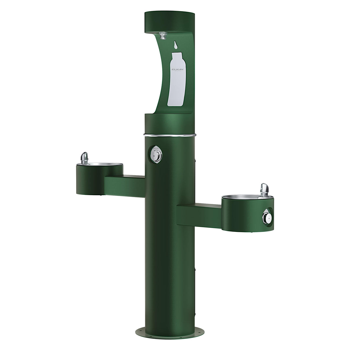 Elkay Outdoor ezH2O Upper Bottle Filling Station Tri-Level Pedestal Non-Filtered Non-Refrigerated Evergreen