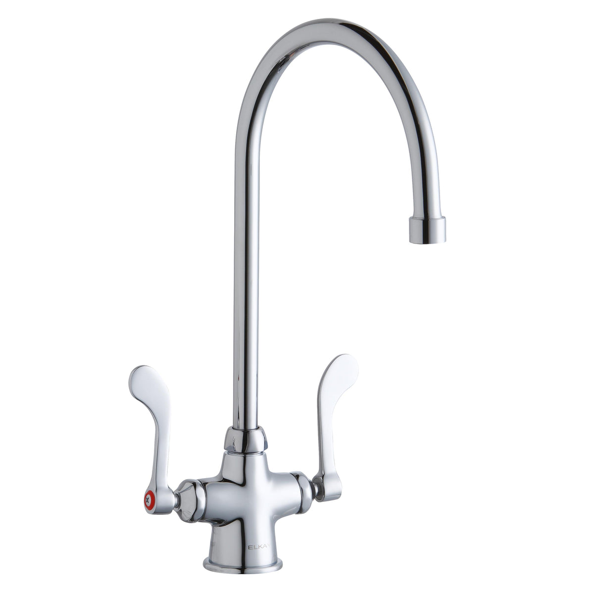 Elkay Single Hole with Concealed Deck Faucet with 8" Gooseneck Spout 4" Wristblade Handles Chrome