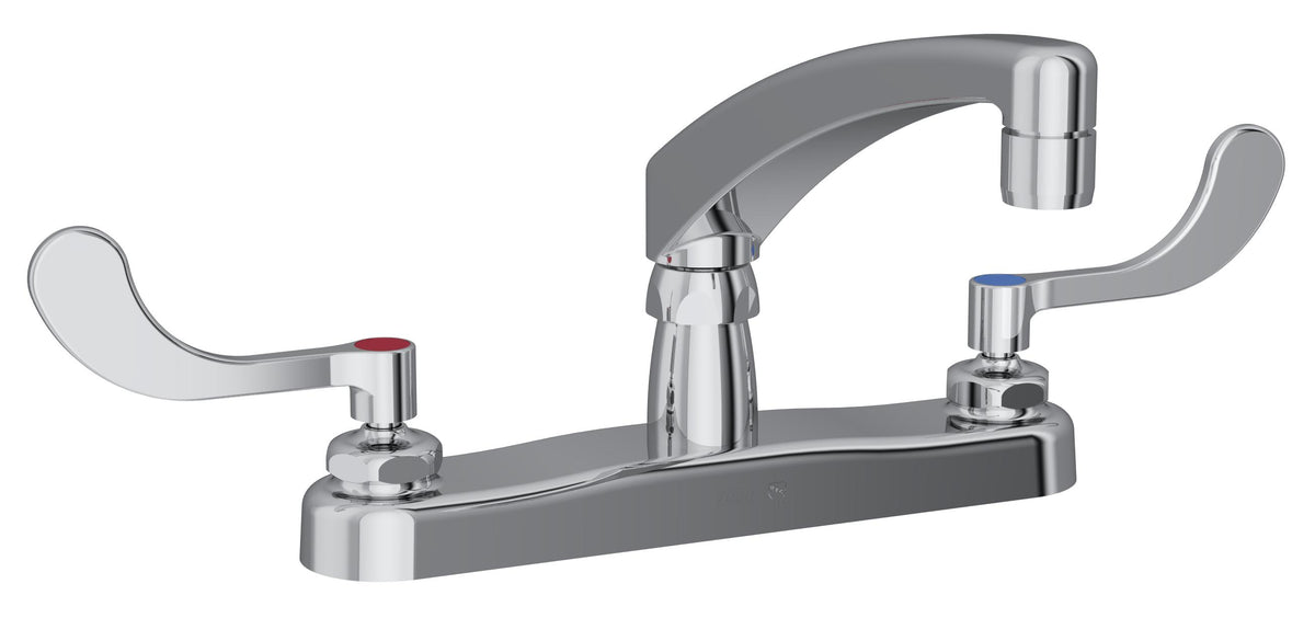 Elkay 8" Centerset with Exposed Deck Faucet with 8" Arc Tube Spout 4" Wristblade Handles Chrome