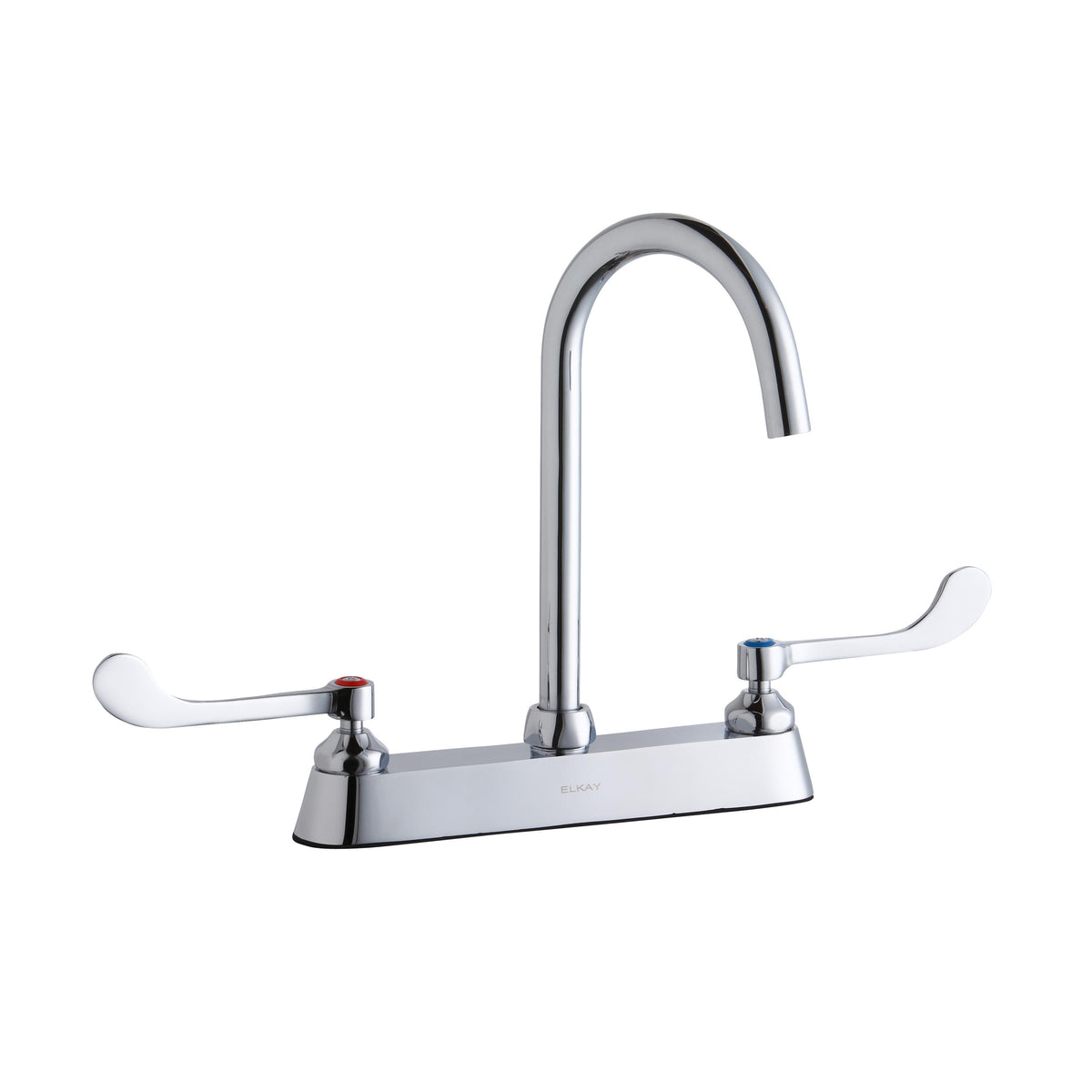 Elkay 8" Centerset with Exposed Deck Laminar Flow Faucet with 5" Gooseneck Spout 6" Wristblade Handles Chrome