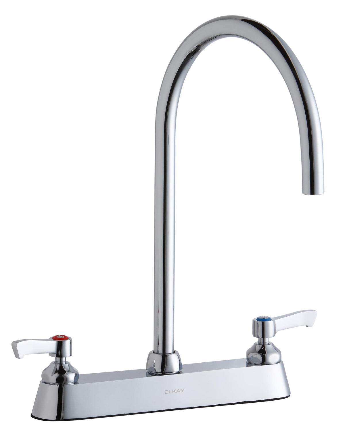Elkay 8" Centerset with Exposed Deck Laminar Flow Faucet with 8" Gooseneck Spout 2" Lever Handles Chrome