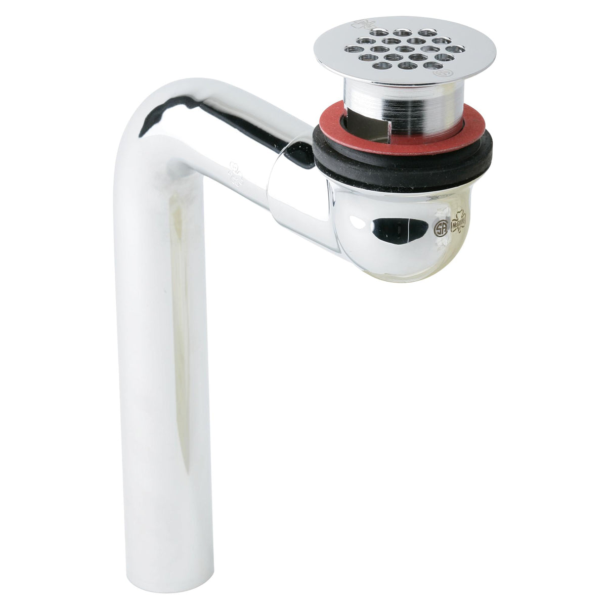 Elkay 1-1/2" or 1-5/8" Drain Outlet Fitting Chrome Plated Brass Perforated Grid and Elbow, Arranged for Overflow