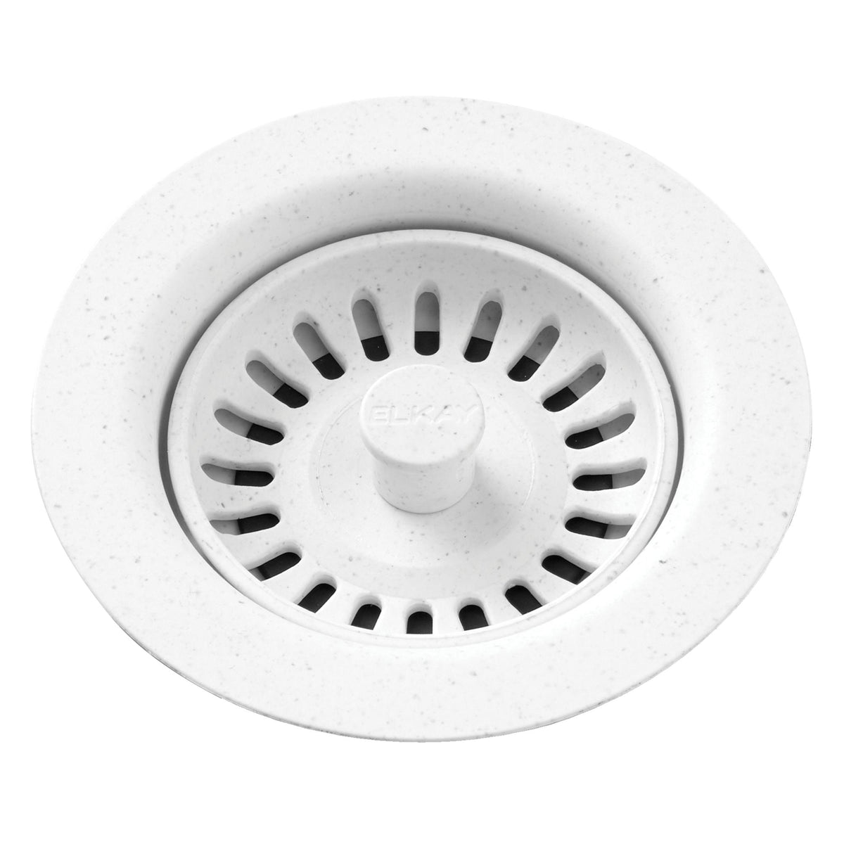 Elkay Polymer Drain Fitting with Removable Basket Strainer and Rubber Stopper White