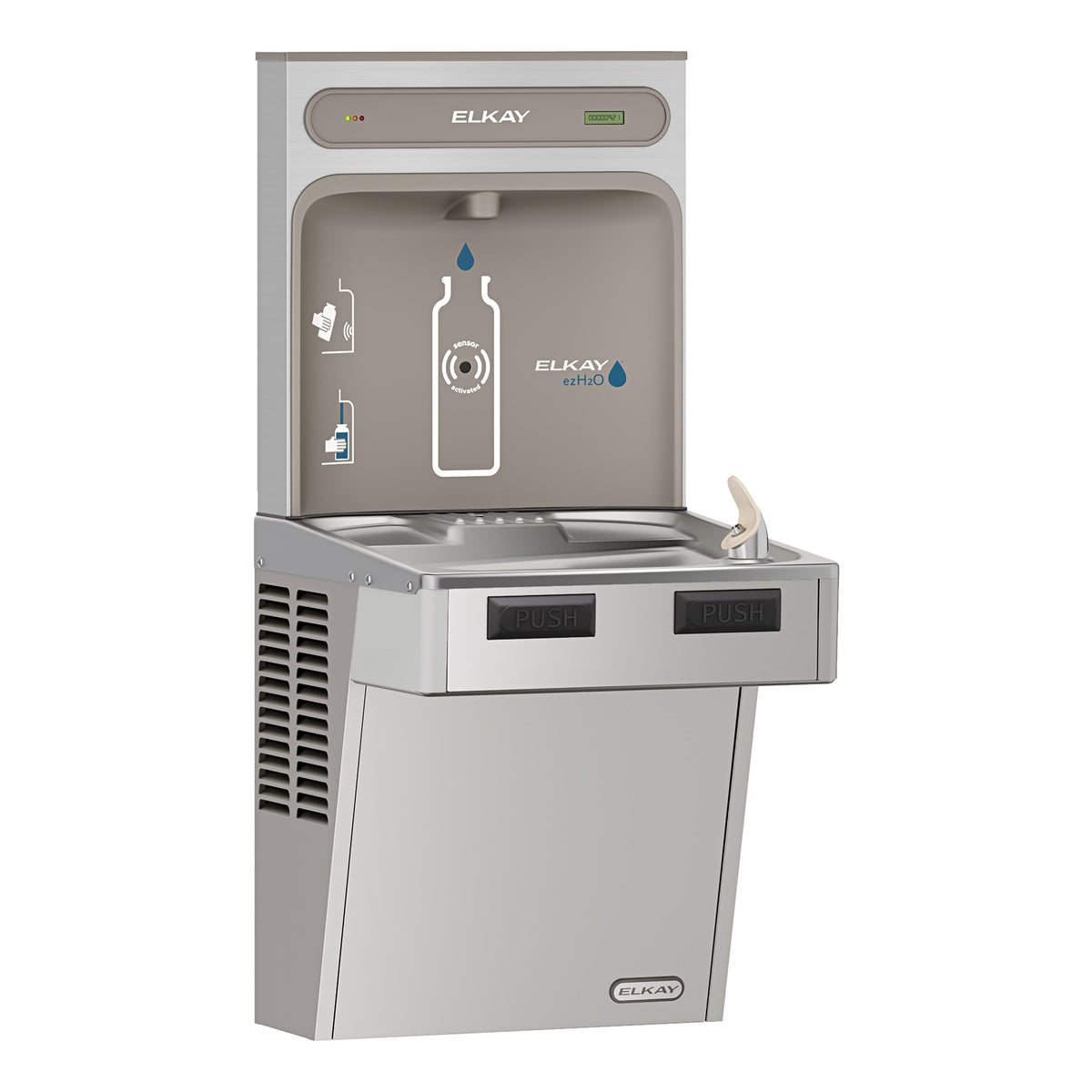 Elkay ezH2O Bottle Filling Station with Mechanically Activated Single ADA Cooler Filtered Non-Refrigerated Stainless
