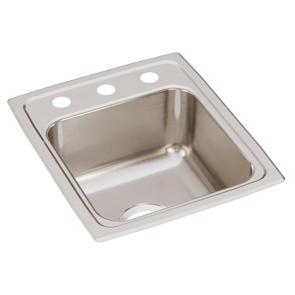 Elkay Lustertone Classic Stainless Steel 15" x 17-1/2" x 7-5/8" 3-Hole Single Bowl Drop-in Bar Sink with Quick-clip