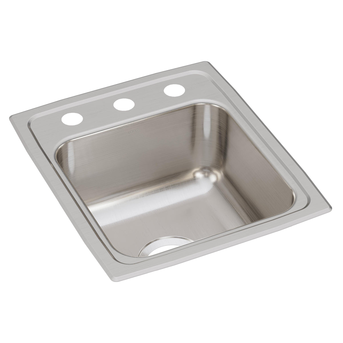 Elkay Lustertone Classic Stainless Steel 15" x 17-1/2" x 7-5/8" 3-Hole Single Bowl Drop-in Bar Sink