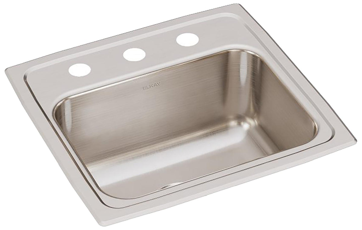 Elkay Lustertone Classic Stainless Steel 17" x 16" x 10-1/8" 3-Hole Single Bowl Drop-in Sink with Quick-clip