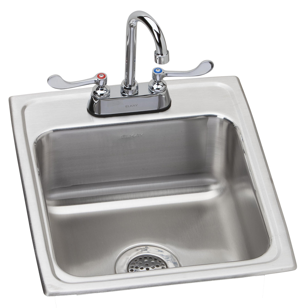 Elkay Lustertone Classic Stainless Steel 17" x 20" x 7-5/8" 2-Hole Single Bowl Drop-in Sink + Faucet Kit