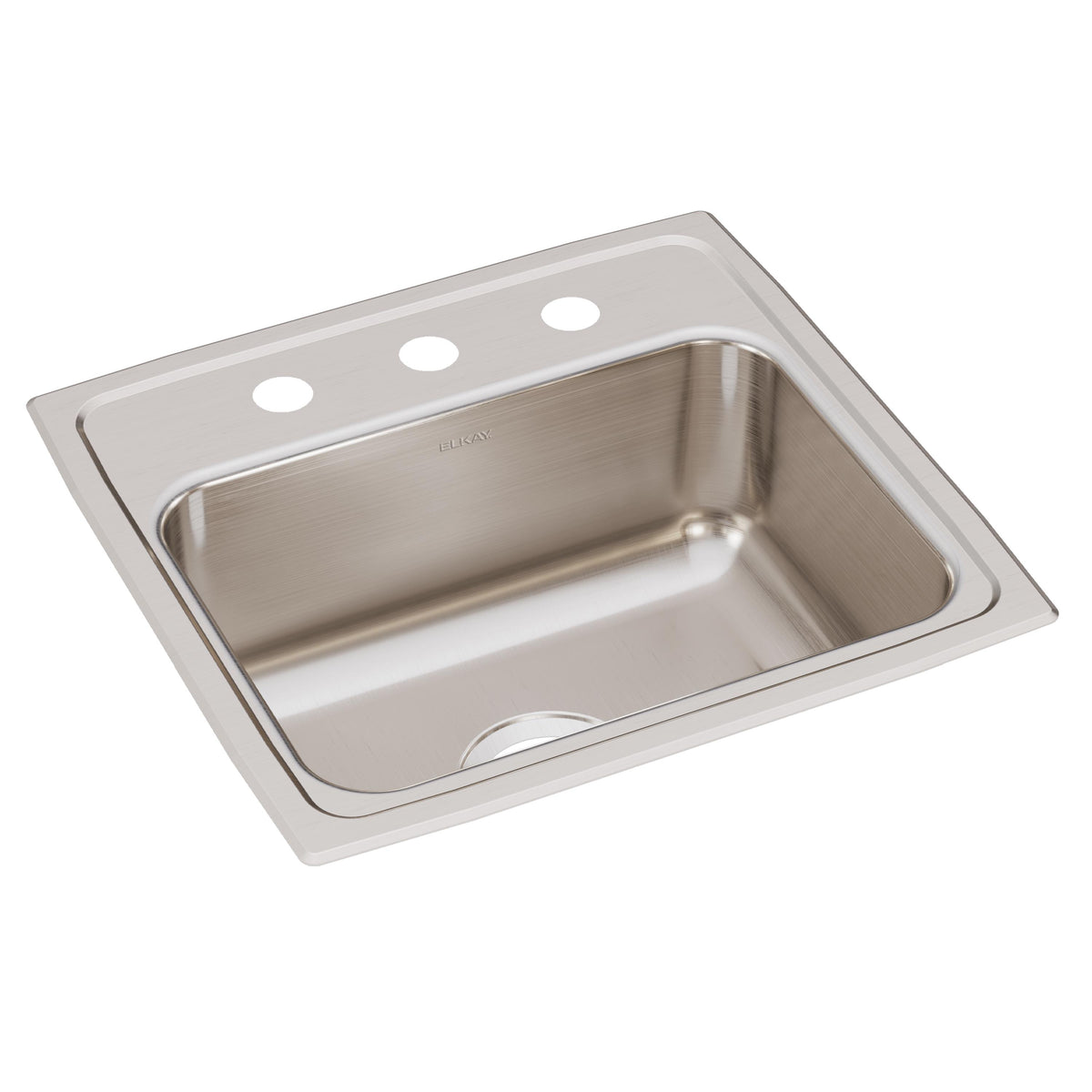 Elkay Lustertone Classic Stainless Steel 19" x 18" x 7-5/8" 3-Hole Single Bowl Drop-in Sink with Quick-clip