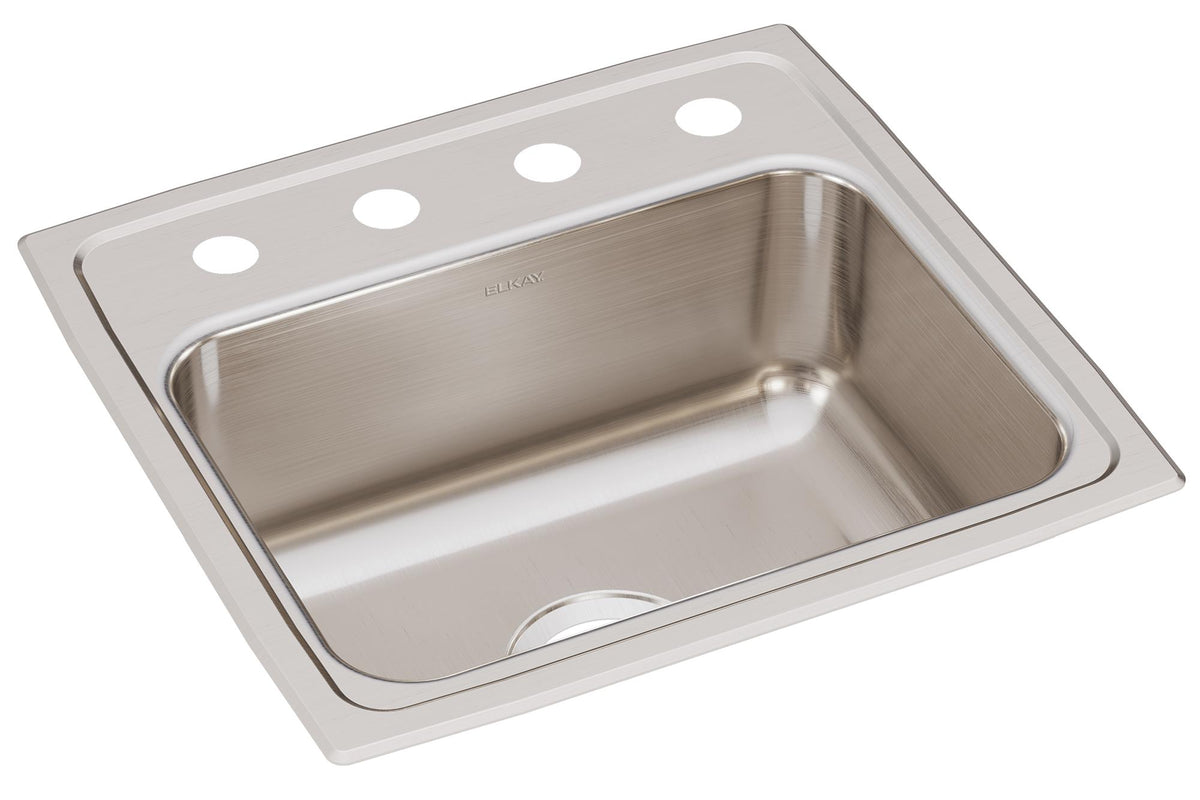 Elkay Lustertone Classic Stainless Steel 19" x 18" x 7-5/8" OS4-Hole Single Bowl Drop-in Sink