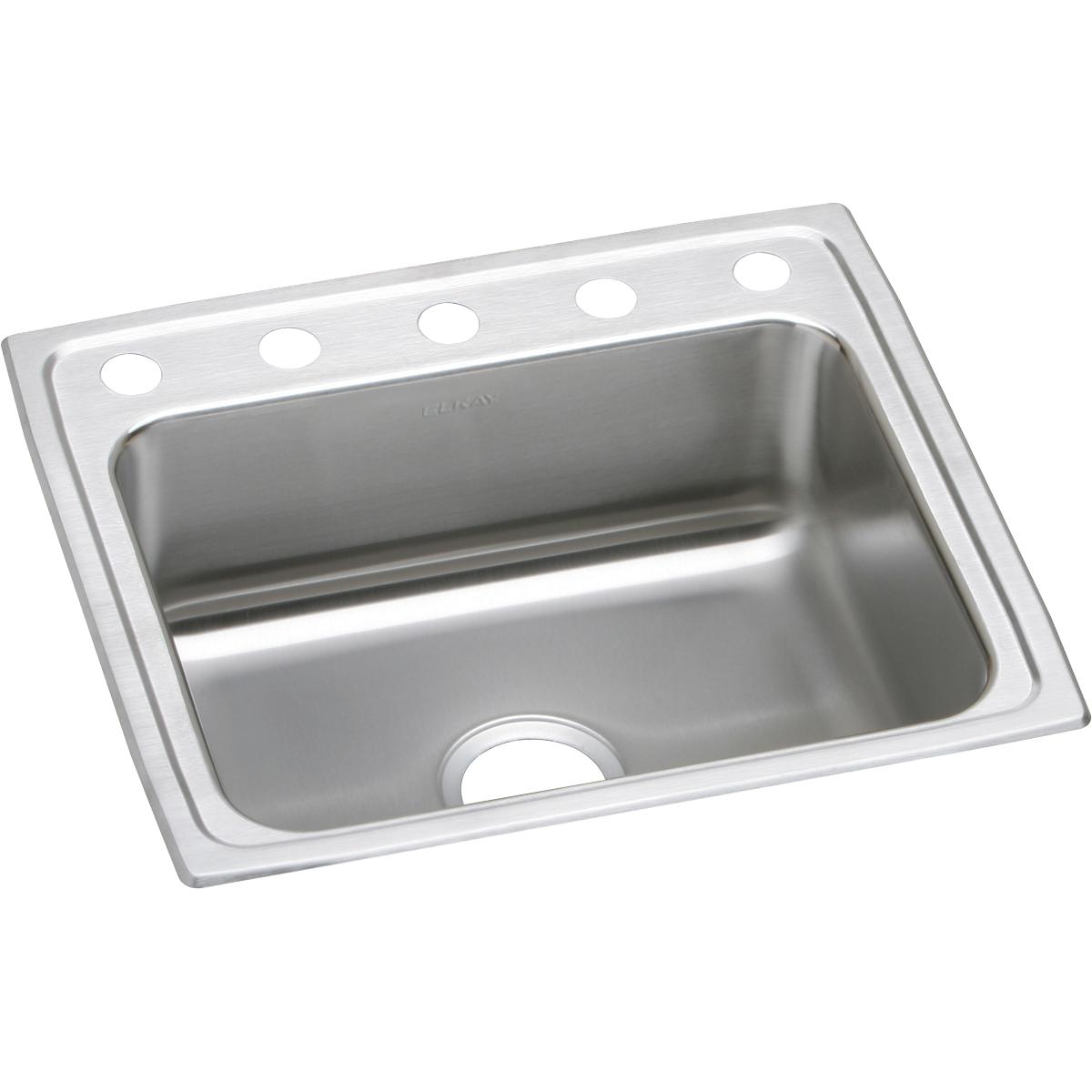 Elkay Lustertone Classic Stainless Steel 22" x 19-1/2" x 7-5/8" 5-Hole Single Bowl Drop-in Sink