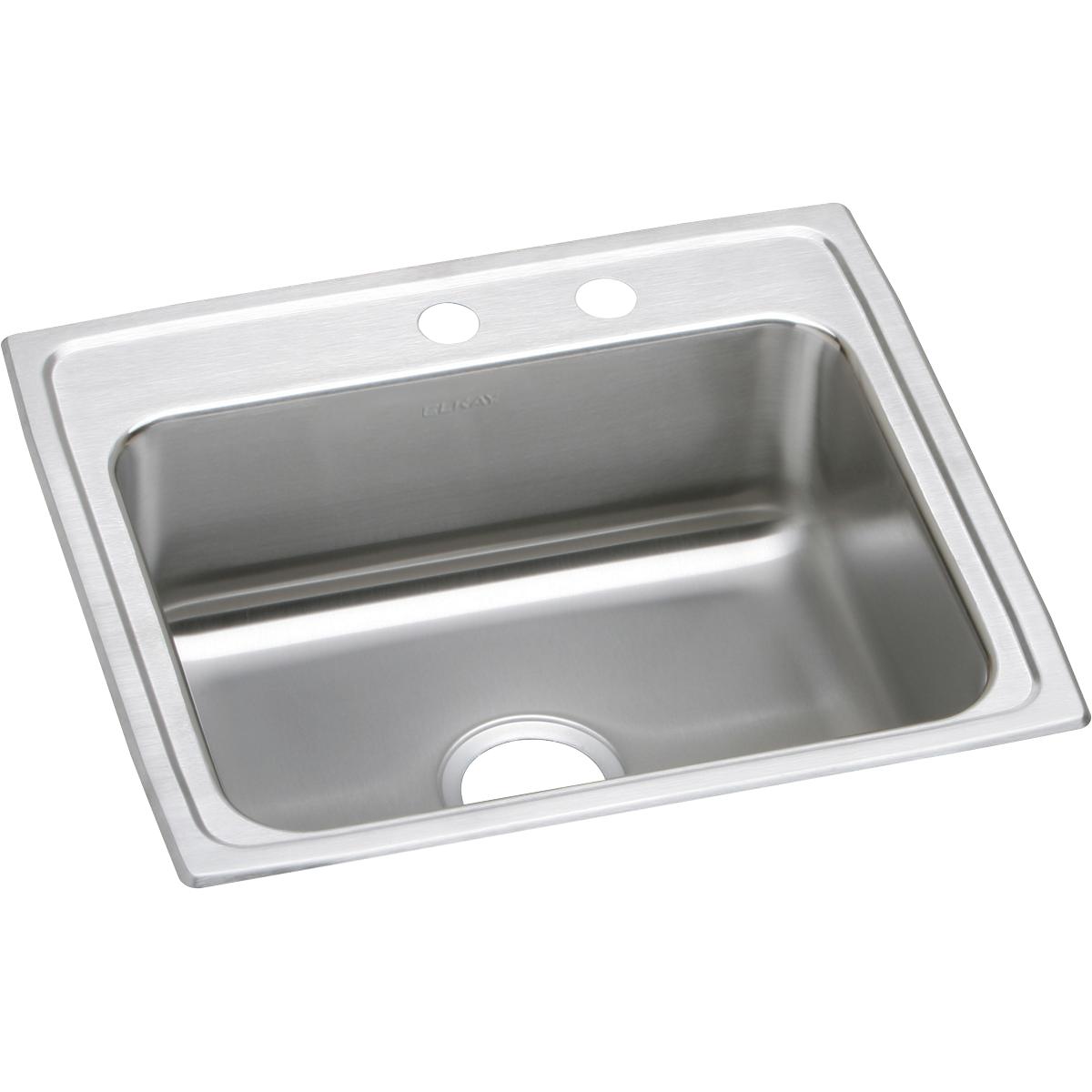 Elkay Lustertone Classic Stainless Steel 22" x 19-1/2" x 7-5/8" MR2-Hole Single Bowl Drop-in Sink