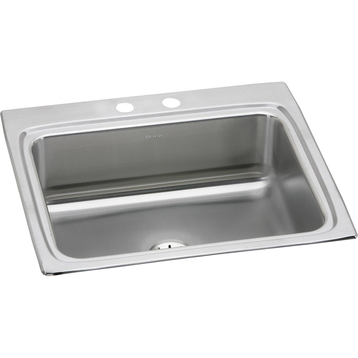 Elkay Lustertone Classic Stainless Steel 25" x 22" x 8-1/8" 2-Hole Single Bowl Drop-in Sink with Perfect Drain®