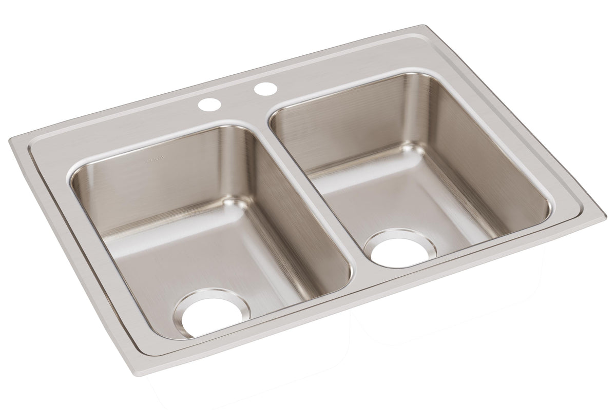 Elkay Lustertone Classic Stainless Steel 29" x 22" x 7-5/8" 2-Hole Equal Double Bowl Drop-in Sink