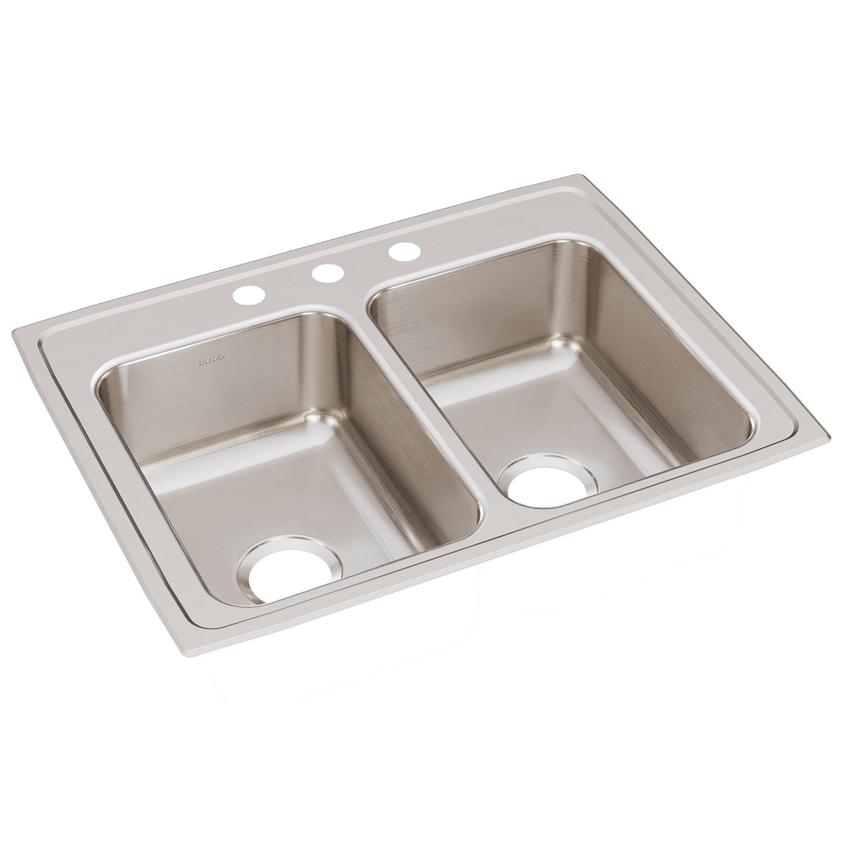 Elkay Lustertone Classic Stainless Steel 29" x 22" x 7-5/8" 3-Hole Equal Double Bowl Drop-in Sink
