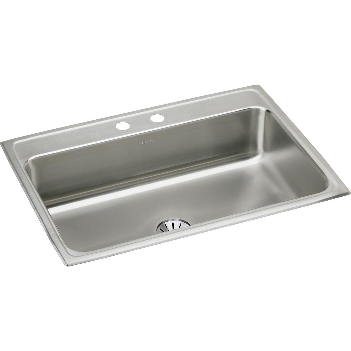 Elkay Lustertone Classic Stainless Steel 31" x 22" x 7-5/8" 2-Hole Single Bowl Drop-in Sink with Perfect Drain®