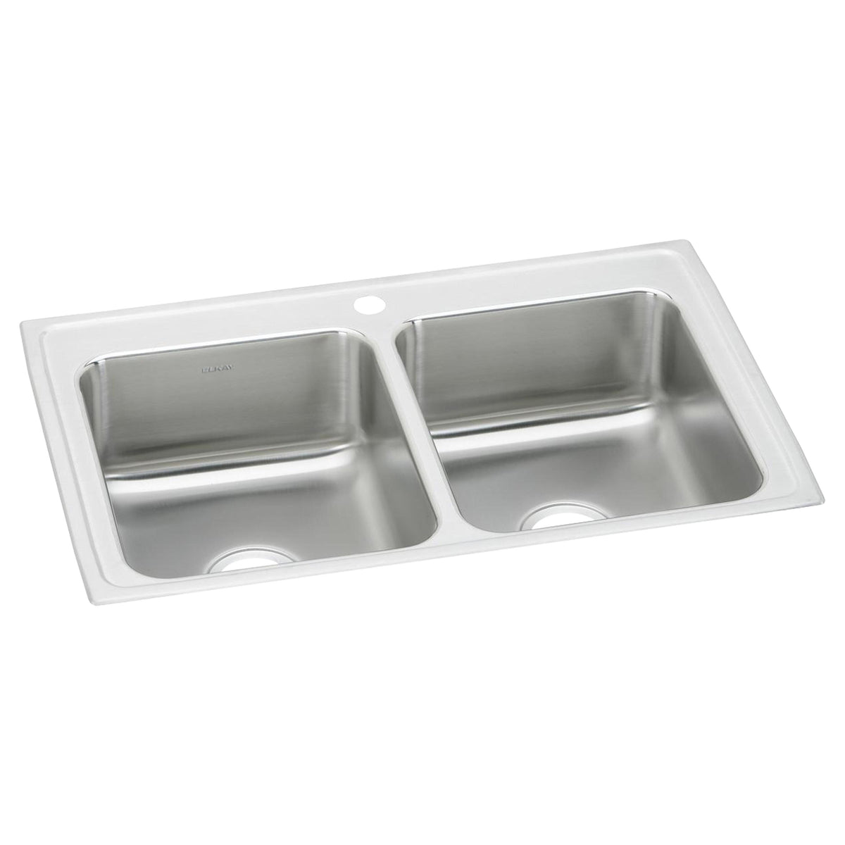 Elkay Lustertone Classic Stainless Steel 33" x 21-1/4" x 7-7/8" 1-Hole Equal Double Bowl Drop-in Sink