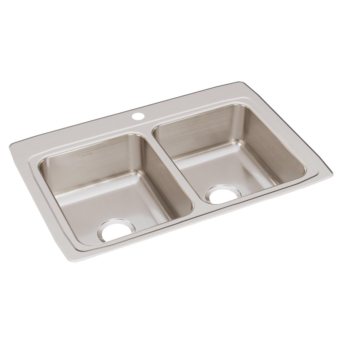 Elkay Lustertone Classic Stainless Steel 33" x 22" x 8-1/8" 1-Hole Equal Double Bowl Drop-in Sink