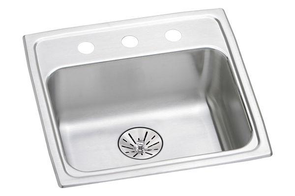 Elkay Lustertone Classic Stainless Steel 19-1/2" x 19" x 6-1/2" 1-Hole Single Bowl Drop-in ADA Sink with Perfect Drain®