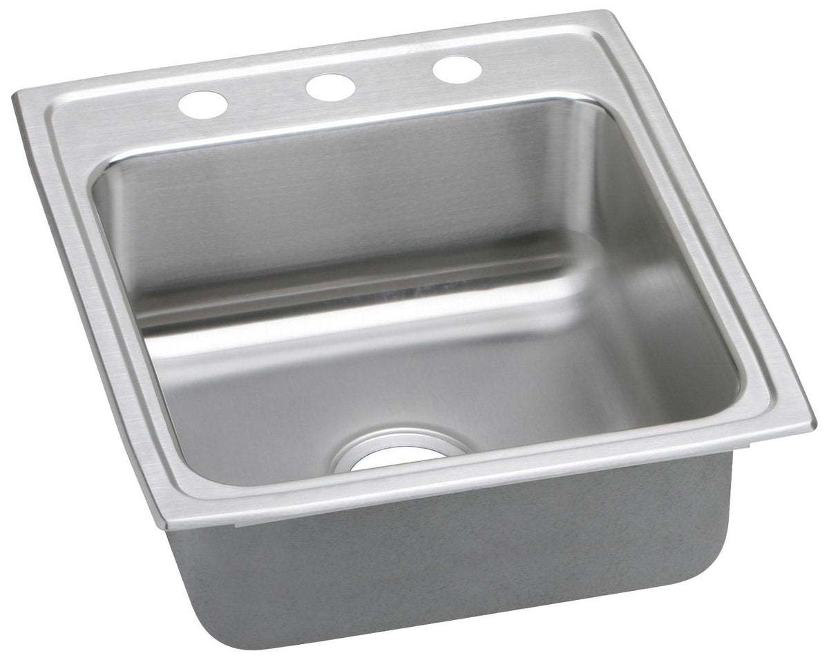 Elkay Lustertone Classic Stainless Steel 19-1/2" x 22" x 5-1/2" 2-Hole Single Bowl Drop-in ADA Sink with Quick-clip