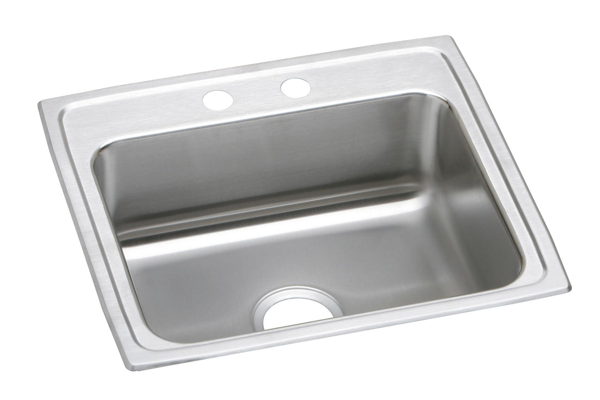Elkay Lustertone Classic Stainless Steel 22" x 19-1/2" x 4-1/2" 2-Hole Single Bowl Drop-in ADA Sink