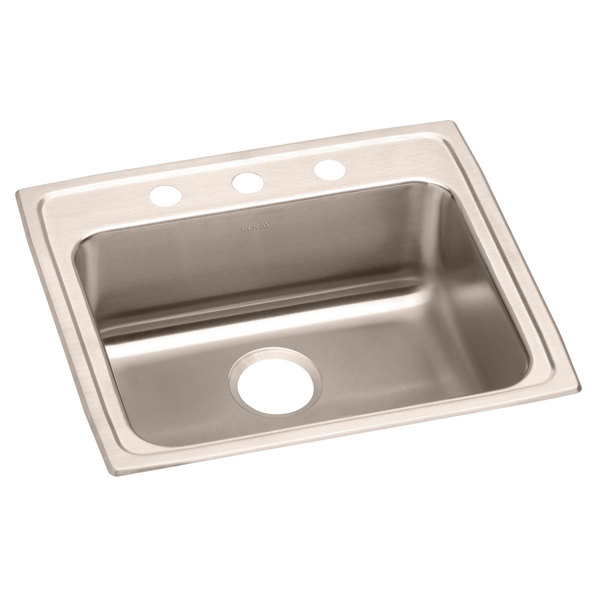 Elkay Lustertone Classic Stainless Steel 22" x 19-1/2" x 6" 3-Hole Single Bowl Drop-in ADA Sink