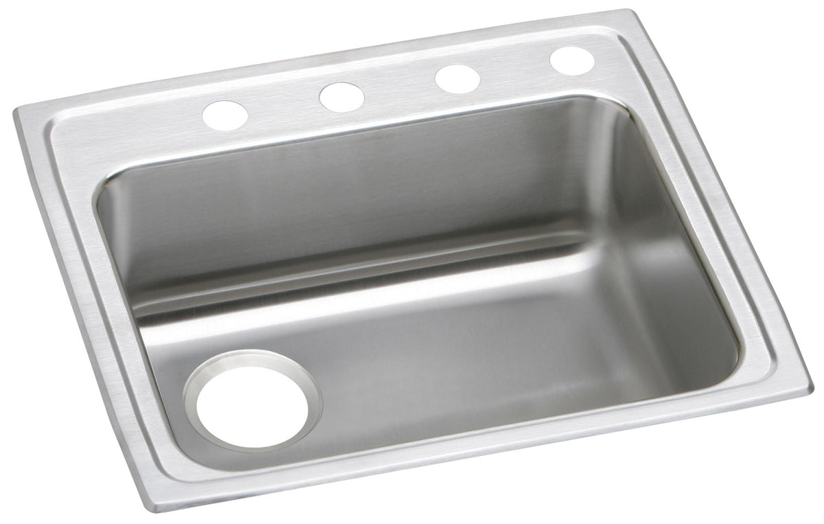 Elkay Lustertone Classic Stainless Steel 22" x 19-1/2" x 6" 3-Hole Single Bowl Drop-in ADA Sink w/Left Drain