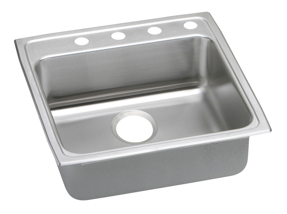 Elkay Lustertone Classic Stainless Steel 22" x 22" x 6-1/2" 3-Hole Single Bowl Drop-in ADA Sink with Quick-clip