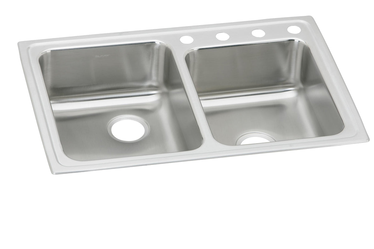 Elkay Lustertone Classic Stainless Steel 33" x 22" x 6-1/2" Offset 3-Hole Double Bowl Drop-in ADA Sink