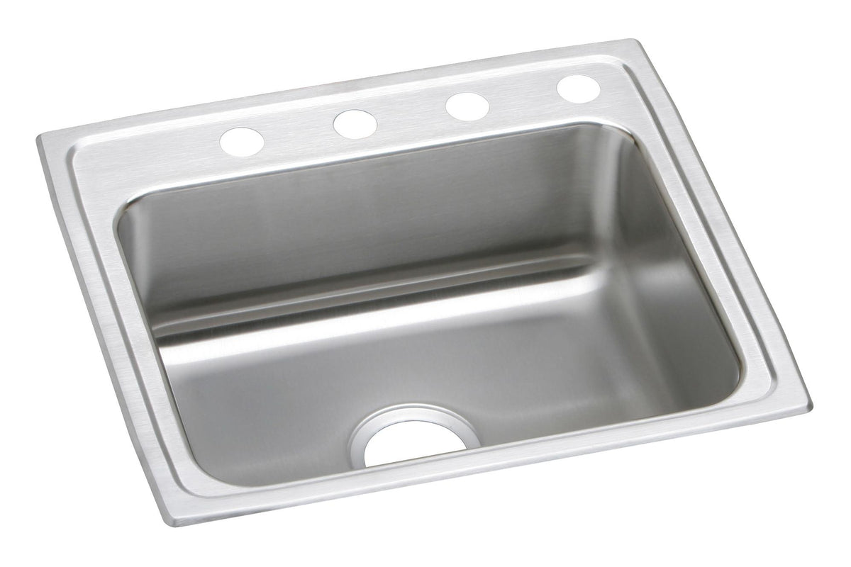 Elkay Lustertone Classic Stainless Steel 25" x 21-1/4" x 5" 4-Hole Single Bowl Drop-in ADA Sink
