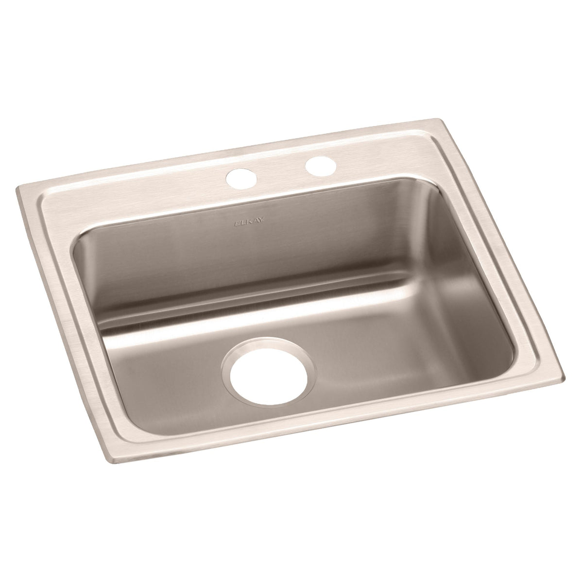 Elkay Lustertone Classic Stainless Steel 25" x 21-1/4" x 6" MR2-Hole Single Bowl Drop-in ADA Sink