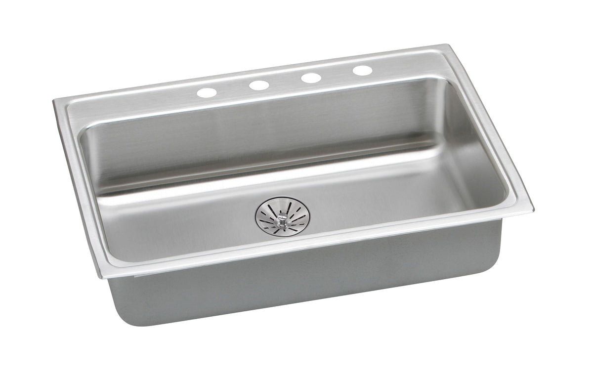 Elkay Lustertone Classic Stainless Steel 31" x 22" x 6-1/2" 1-Hole Single Bowl Drop-in ADA Sink w/Perfect Drain® & Quick-clip