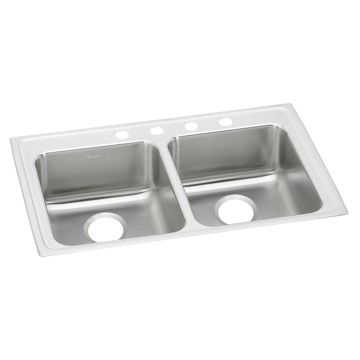 Elkay Lustertone Classic Stainless Steel 33" x 19-1/2" x 6-1/2" 4-Hole Equal Double Bowl Drop-in ADA Sink