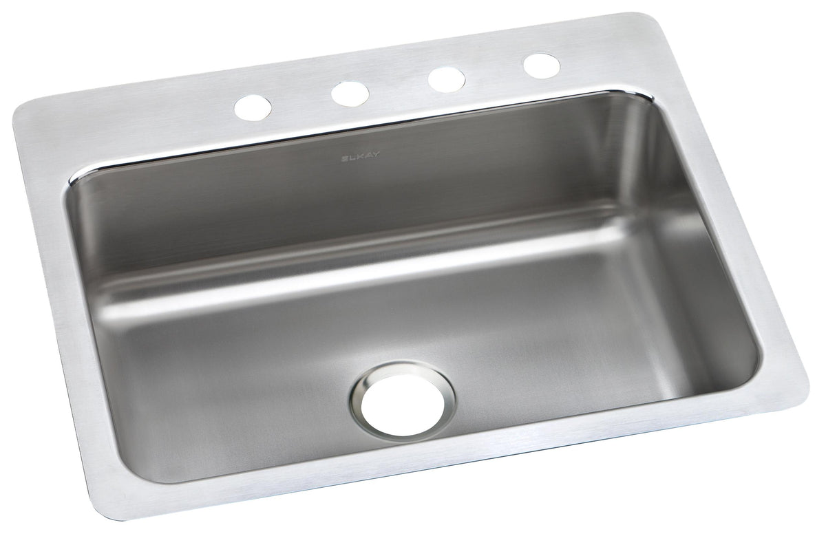 Elkay Lustertone Classic Stainless Steel 27" x 22" x 8" 4-Hole Single Bowl Dual Mount Sink
