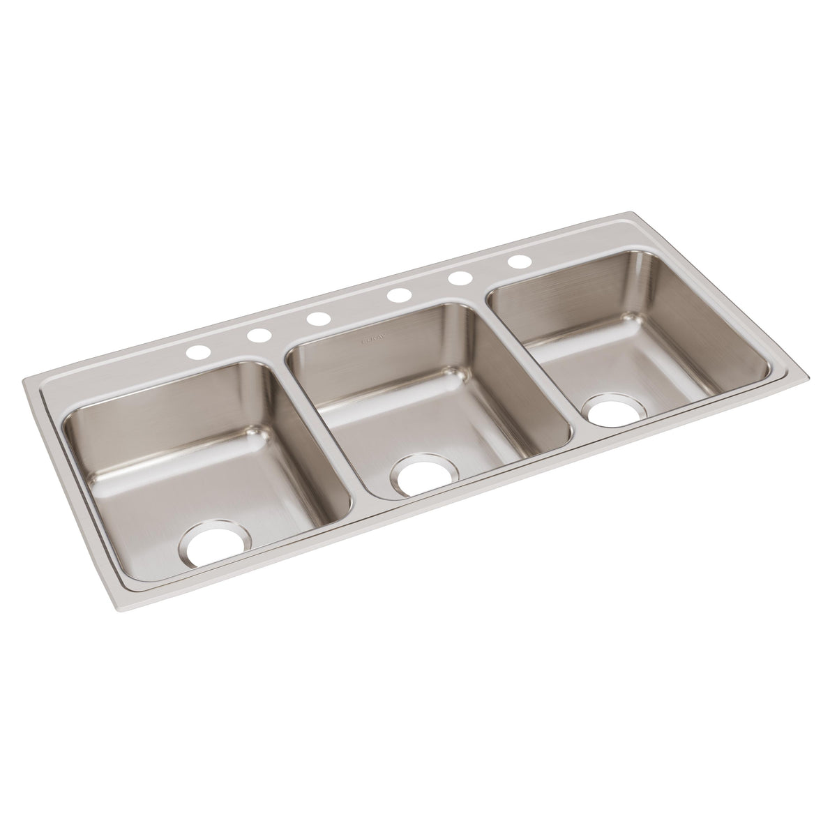 Elkay Lustertone Classic Stainless Steel 46" x 22" x 7-5/8" 6-Hole Triple Bowl Drop-in Sink