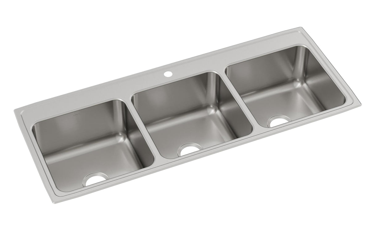 Elkay Lustertone Classic Stainless Steel 54" x 22" x 10-1/8" 1-Hole Triple Bowl Drop-in Sink