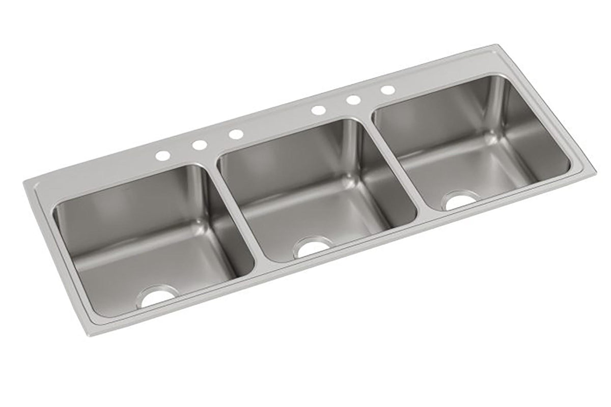 Elkay Lustertone Classic Stainless Steel 54" x 22" x 10-1/8" 6-Hole Triple Bowl Drop-in Sink