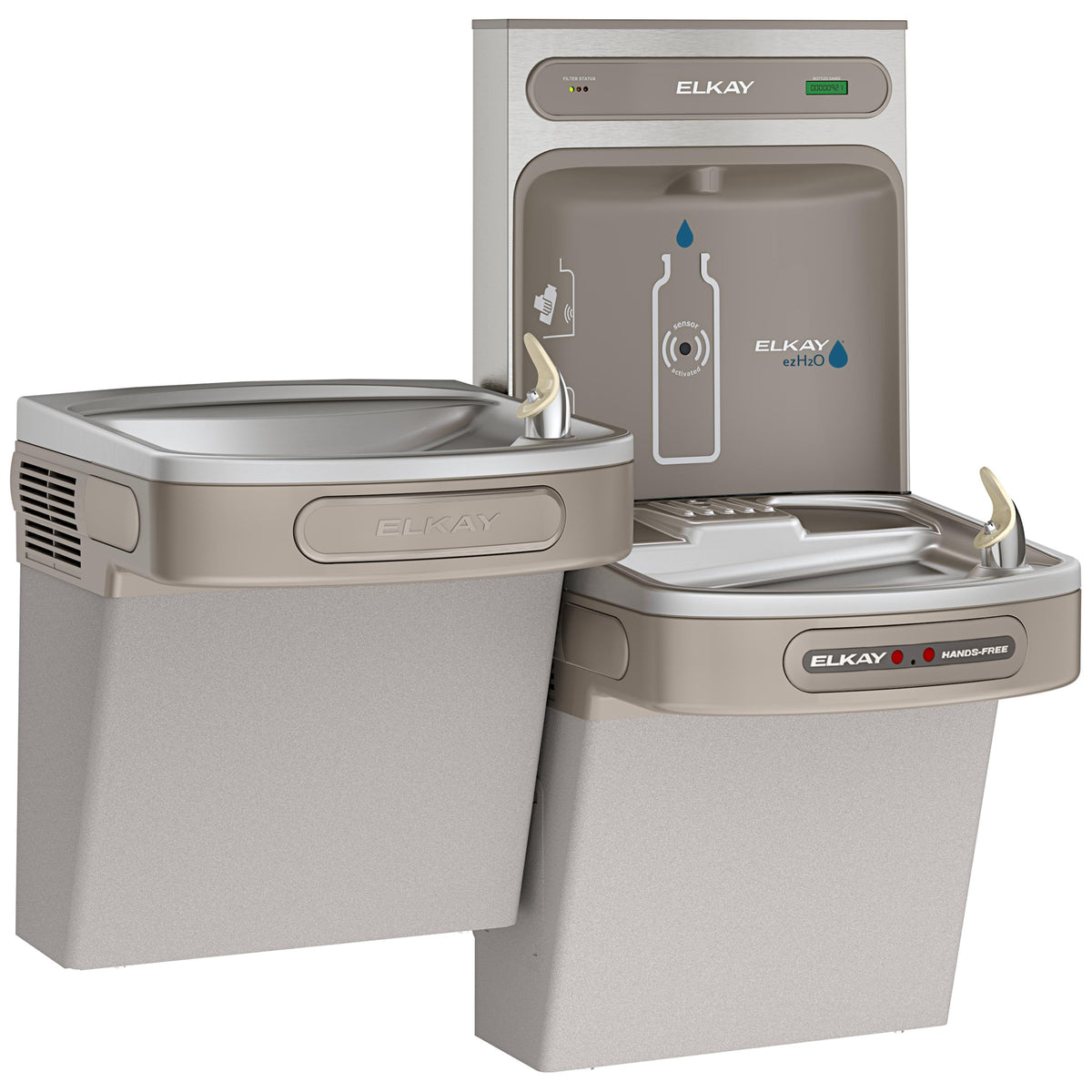 Elkay ezH2O Bottle Filling Station with Bi-Level ADA Cooler Hands Free Activation Filtered Refrigerated Light Gray